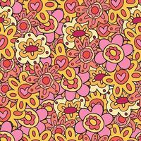 bunt Karikatur retro Blumen- Muster von 60er Jahre und 70er Jahre Stil. beschwingt retro Stimmung Hippie Blumen- nahtlos Muster vektor