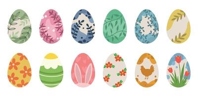 en uppsättning av färgad påsk ägg. söt påsk ägg för dekoration. påsk ägg vektor ikoner. eleganta målad ägg för påsk.