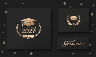 klass av 2024 år gradering av dekorera congratulation med laurel krans för skola examinerade vektor