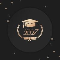 Klasse von 2027 Jahr Abschluss von schmücken Glückwunsch mit Lorbeer Kranz zum Schule Absolventen vektor