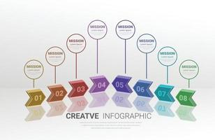 Vektor Infografik Etikette Design mit Symbole und 8 Optionen oder Schritte. Infografiken zum Geschäft Konzept. können Sein benutzt zum Präsentationen Banner, Arbeitsablauf Layout, Prozess Diagramm, fließen Diagramm, die Info Graph