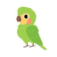 süß Grün Papagei isoliert auf Weiß Hintergrund. Vektor eben Illustration