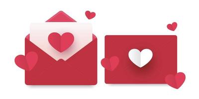 rosa romantisk röd kuvert.valentinsdag dag symbol. kärlek post av kärlek brev i platt stil. vektor