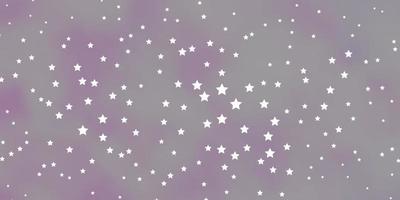 mörk lila vektor bakgrund med små och stora stjärnor.
