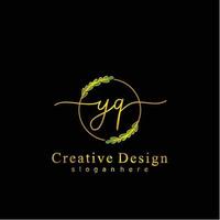 första yq skönhet monogram och elegant logotyp design, handstil logotyp av första signatur, bröllop, mode, blommig och botanisk logotyp begrepp design vektor