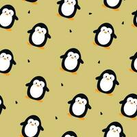 süß Pinguine nahtlos Muster. Pinguine auf ein braun Hintergrund. Postkarte, Poster, Kleidung, Stoff, Verpackung Papier, Textilien. vektor