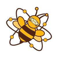 Brille faul atomar Biene komisch Charakter zum Logo und Vektor Symbol