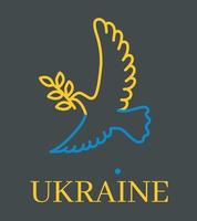 en blå gul duva flugor. en symbol av fred i Stöd av ukraina. linjär vektor illustration.