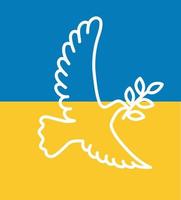 ein Blau Gelb Taube fliegt. ein Symbol von Frieden im Unterstützung von Ukraine. linear Vektor Illustration.