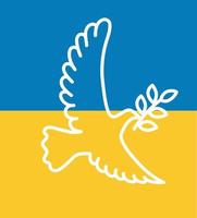 en blå gul duva flugor. en symbol av fred i Stöd av ukraina. linjär vektor illustration.