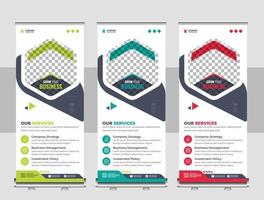 kreative geschäftsagentur roll-up-banner-design oder pull-up-banner-vorlage vektor