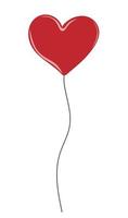 hand dragen röd hjärta formad ballong vektor