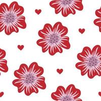 nahtlos Muster von Blumen und Herzen auf Weiß Hintergrund vektor