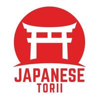 toriien silhuett traditionell japansk Port i cirkel form. isolerat vektor klämma konst illustration. logotyp design mall