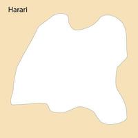 hoch Qualität Karte von harari ist ein Region von Äthiopien vektor