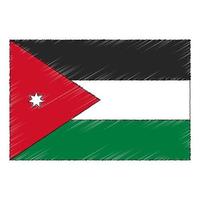 Hand gezeichnet skizzieren Flagge von Jordanien. Gekritzel Stil Symbol vektor