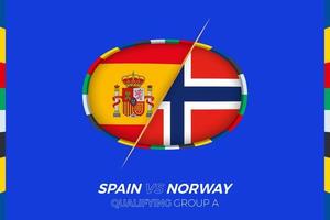 Spanien mot Norge ikon för europeisk fotboll turnering kompetens, grupp a. vektor