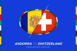 andorra mot schweiz ikon för europeisk fotboll turnering kompetens, grupp i. vektor