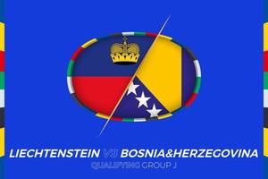 Liechtenstein vs. Bosnien und Herzegowina Symbol zum europäisch Fußball Turnier Qualifikation, Gruppe j. vektor