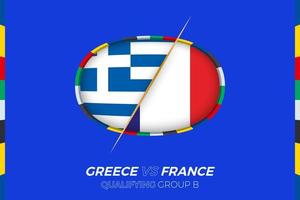 grekland mot Frankrike ikon för europeisk fotboll turnering kompetens, grupp b. vektor