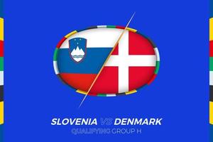 slovenien mot Danmark ikon för europeisk fotboll turnering kompetens, grupp h. vektor