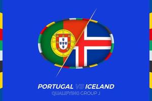 portugal mot island ikon för europeisk fotboll turnering kompetens, grupp j. vektor