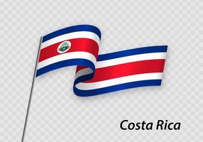 winken Flagge von Costa Rica auf Fahnenstange. Vorlage zum Unabhängigkeit Tag vektor