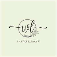 första wl feminin logotyp samlingar mall. handstil logotyp av första signatur, bröllop, mode, smycken, boutique, blommig och botanisk med kreativ mall för några företag eller företag. vektor