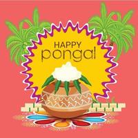 vektor illustration av en bakgrund för glad pongal semester skörd festival i Tamil Nadu södra Indien.