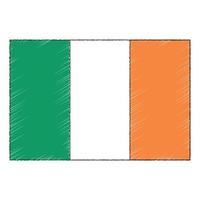 Hand gezeichnet skizzieren Flagge von Irland. Gekritzel Stil Symbol vektor