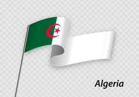 winken Flagge von Algerien auf Fahnenstange. Vorlage zum Unabhängigkeit Tag vektor