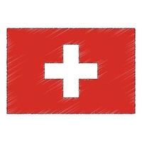 Hand gezeichnet skizzieren Flagge von Schweiz. Gekritzel Stil Symbol vektor