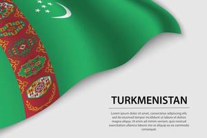 Vinka flagga av turkmenistan på vit bakgrund. baner eller band vektor