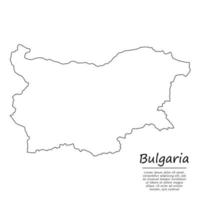 einfach Gliederung Karte von Bulgarien, Silhouette im skizzieren Linie Stil vektor