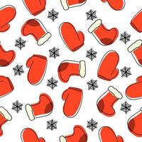 jul strumpor och handskar i tecknad serie platt stil. vektor sömlös mönster isolerat på vit bakgrund.