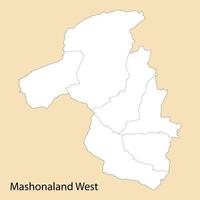 hög kvalitet Karta av mashonaland väst är en område av zimbabwe vektor