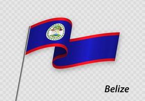 Wehende Flagge von Belize am Fahnenmast. Vorlage für den Tag der Unabhängigkeit vektor