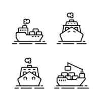 fartyg översikt ikon uppsättning isolerat på vit bakgrund vektor
