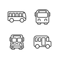 buss översikt ikon uppsättning isolerat på vit bakgrund vektor