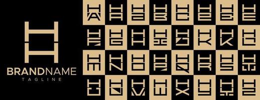 enkel fyrkant brev h hh logotyp design uppsättning. modern låda första h logotyp varumärke. vektor