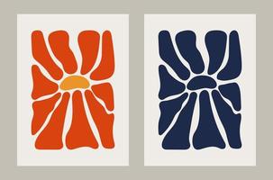 groovig abstrakt Plakate mit minimalistisch Blumen vektor