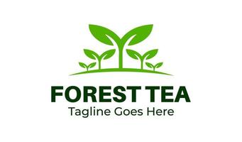 Wald Tee Logo Design Vorlage mit Tee Symbol und Wald. perfekt zum Geschäft, Unternehmen, Restaurant, Handy, Mobiltelefon, Anwendung, usw vektor