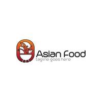 asiatisk mat logotyp design mall med kött ikon och grill. perfekt för företag, företag, restaurang, mobil, app, etc vektor