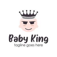 Baby König Logo Design Vorlage mit ein Baby Symbol und Krone. perfekt zum Geschäft, Unternehmen, Handy, Mobiltelefon, Anwendung, usw. vektor