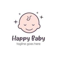 glücklich Baby Logo Design Vorlage mit ein Lächeln Baby Symbol. perfekt zum Geschäft, Unternehmen, Handy, Mobiltelefon, Anwendung, usw. vektor