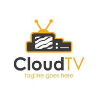 moln TV logotyp design mall med moln ikon och tv. perfekt för företag, företag, mobil, app, restaurang, etc vektor