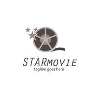 Star Film Logo Design Vorlage mit Rolle Film. perfekt zum Geschäft, Unternehmen, Handy, Mobiltelefon, Anwendung, Restaurant, usw vektor