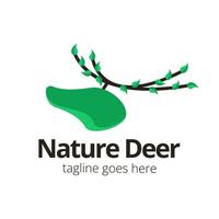 Natur Hirsch Logo Design Vorlage mit Hirsch Symbol und Blatt. perfekt zum Geschäft, Unternehmen, Handy, Mobiltelefon, Anwendung, Zoo, usw. vektor