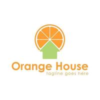 Orange Haus Logo Design Vorlage mit Orange Symbol und Haus. perfekt zum Geschäft, Unternehmen, Handy, Mobiltelefon, Anwendung, Restaurant, usw vektor