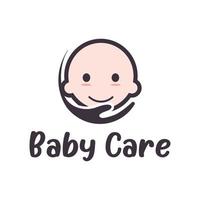 bebis vård logotyp design mall med en bebis ikon och hand. perfekt för företag, företag, mobil, app, etc. vektor